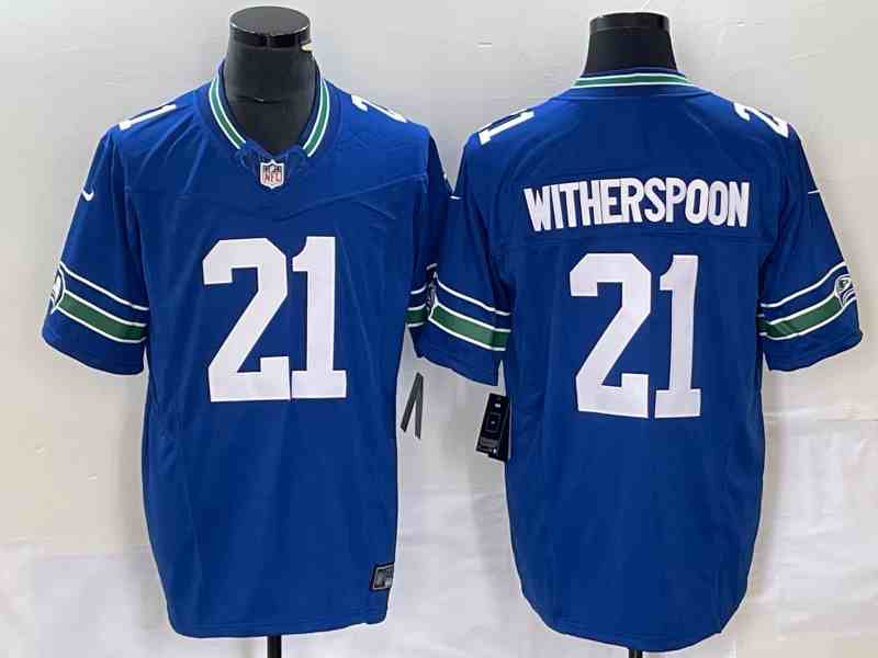 Men's Seattle Seahawks #21 Artie Burns Royal 2023 F.U.S.E. Vapor Limited Throwback Stitched Jersey