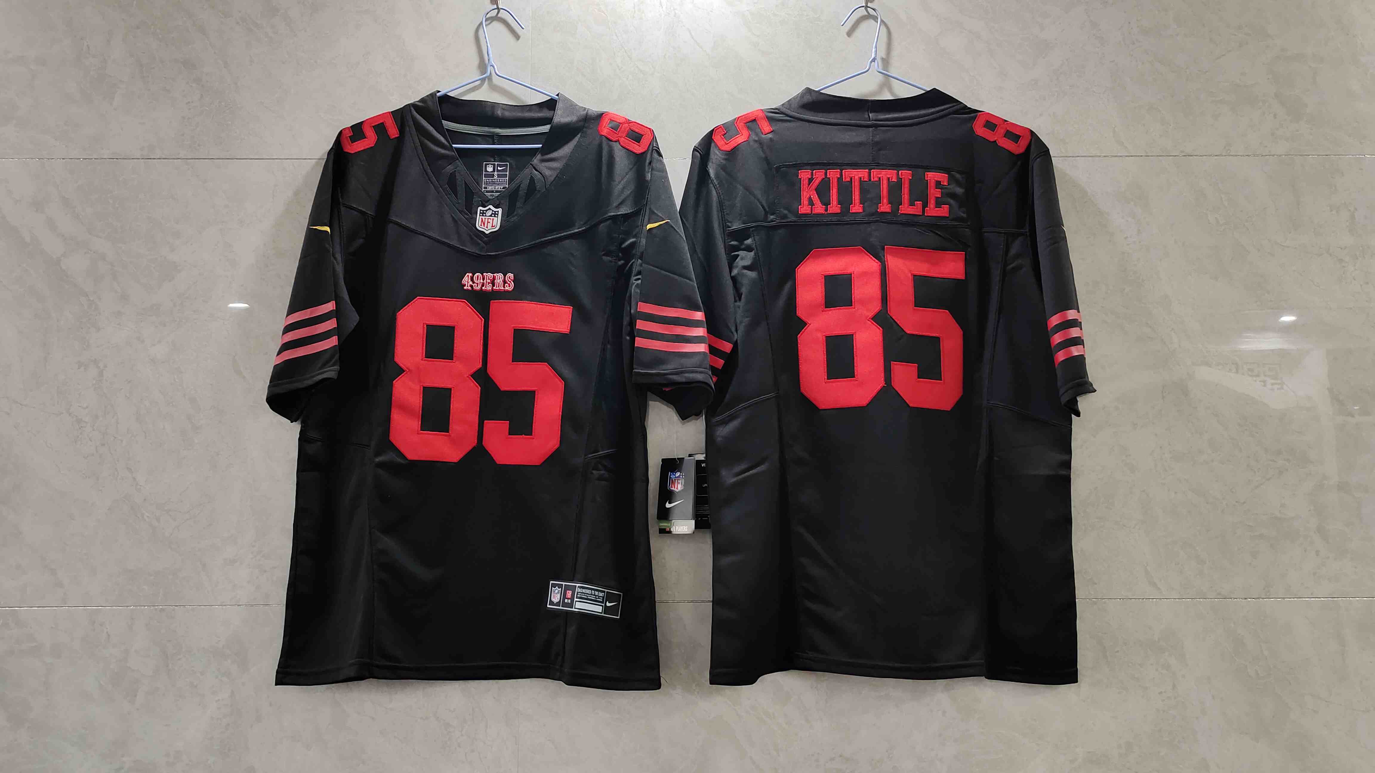 Men's San Francisco 49ers #85 George Kittle Black 2023 F.U.S.E. Vapor Untouchable Limited Stitched Football Jersey
