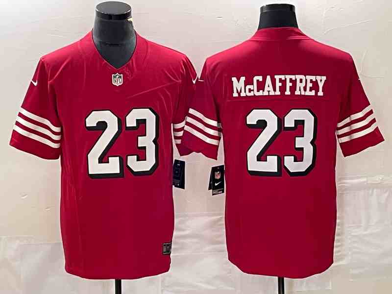 Men's San Francisco 49ers #23 Christian McCaffrey Red 2023 F.U.S.E. Vapor Untouchable Limited Stitched Football Jersey 2