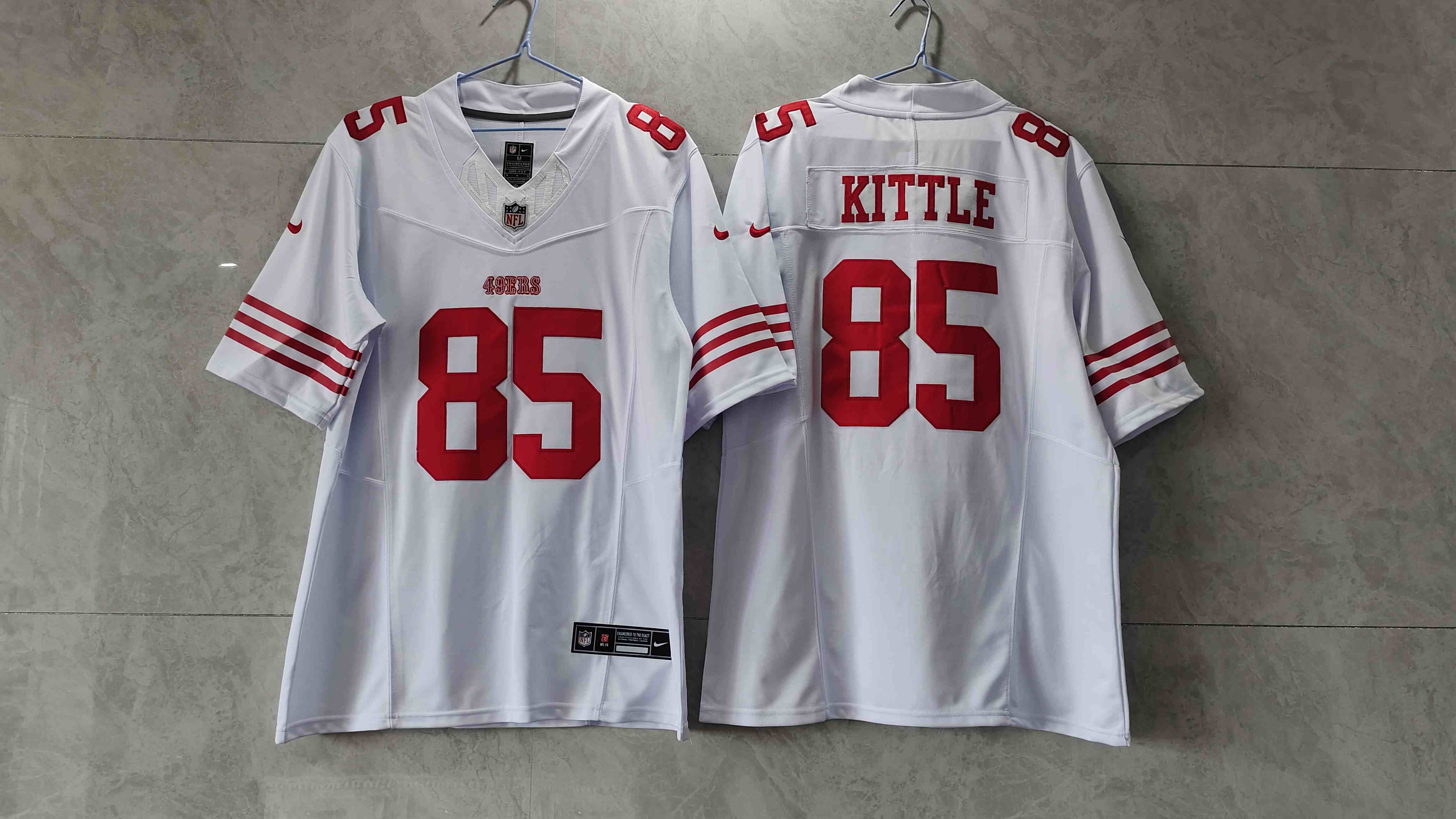 Men's San Francisco 49ers #85 George Kittle White 2023 F.U.S.E. Vapor Untouchable Limited Stitched Football Jersey