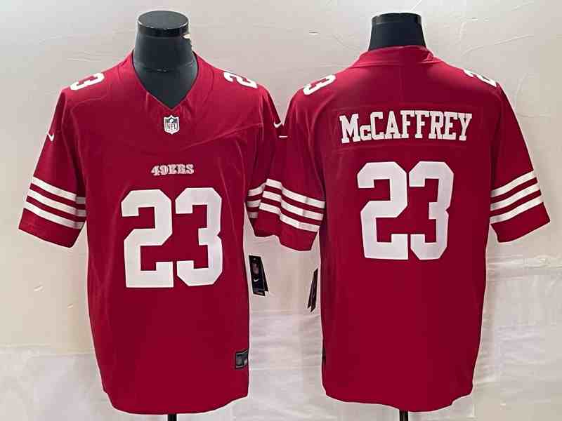 Men's San Francisco 49ers #23 Christian McCaffrey Red 2023 F.U.S.E. Vapor Untouchable Limited Stitched Football Jersey