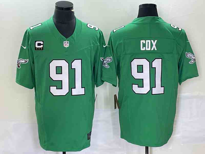 Men's Philadelphia Eagles #91 Fletcher Cox Green 2023 F.U.S.E. With C Patch Vapor Untouchable Stitched Football Jersey