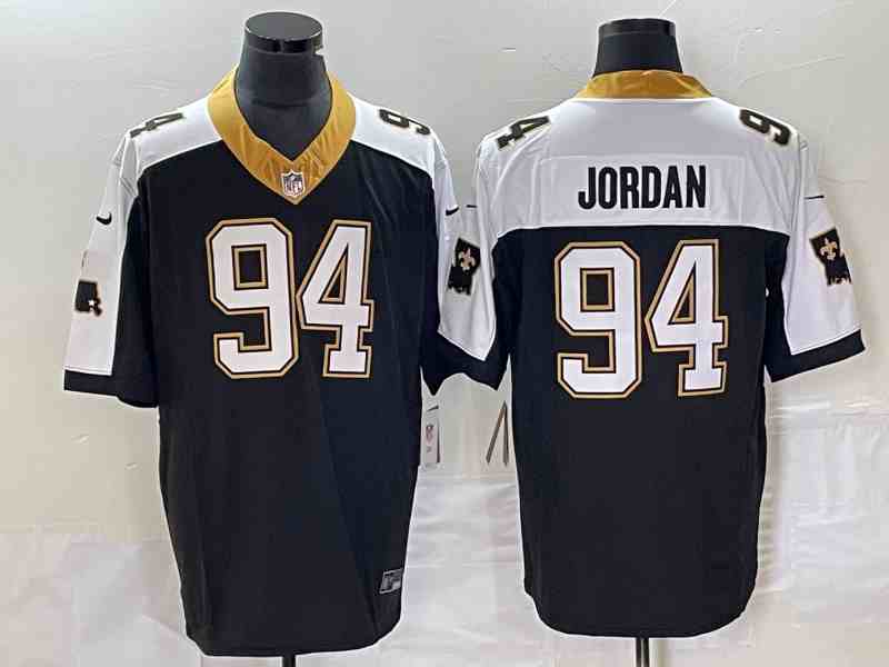 Men's New Orleans Saints #94 Cameron Jordan White Black 2023 F.U.S.E. 1987 Legacy Vapor Stitched Jersey