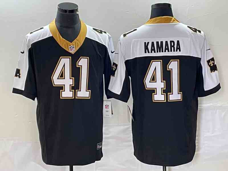 Men's New Orleans Saints #41 Alvin Kamara White Black 2023 F.U.S.E. 1987 Legacy Vapor Stitched Jersey