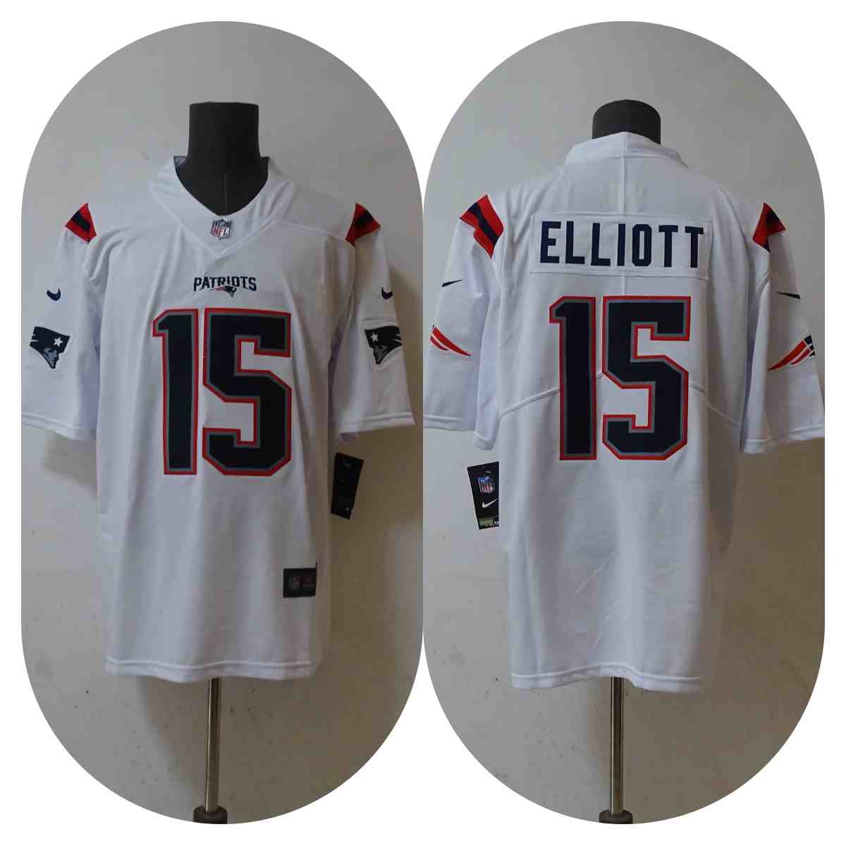Men's New England Patriots #15 Ezekiel Elliott White Vapor Untouchable Stitched Jersey