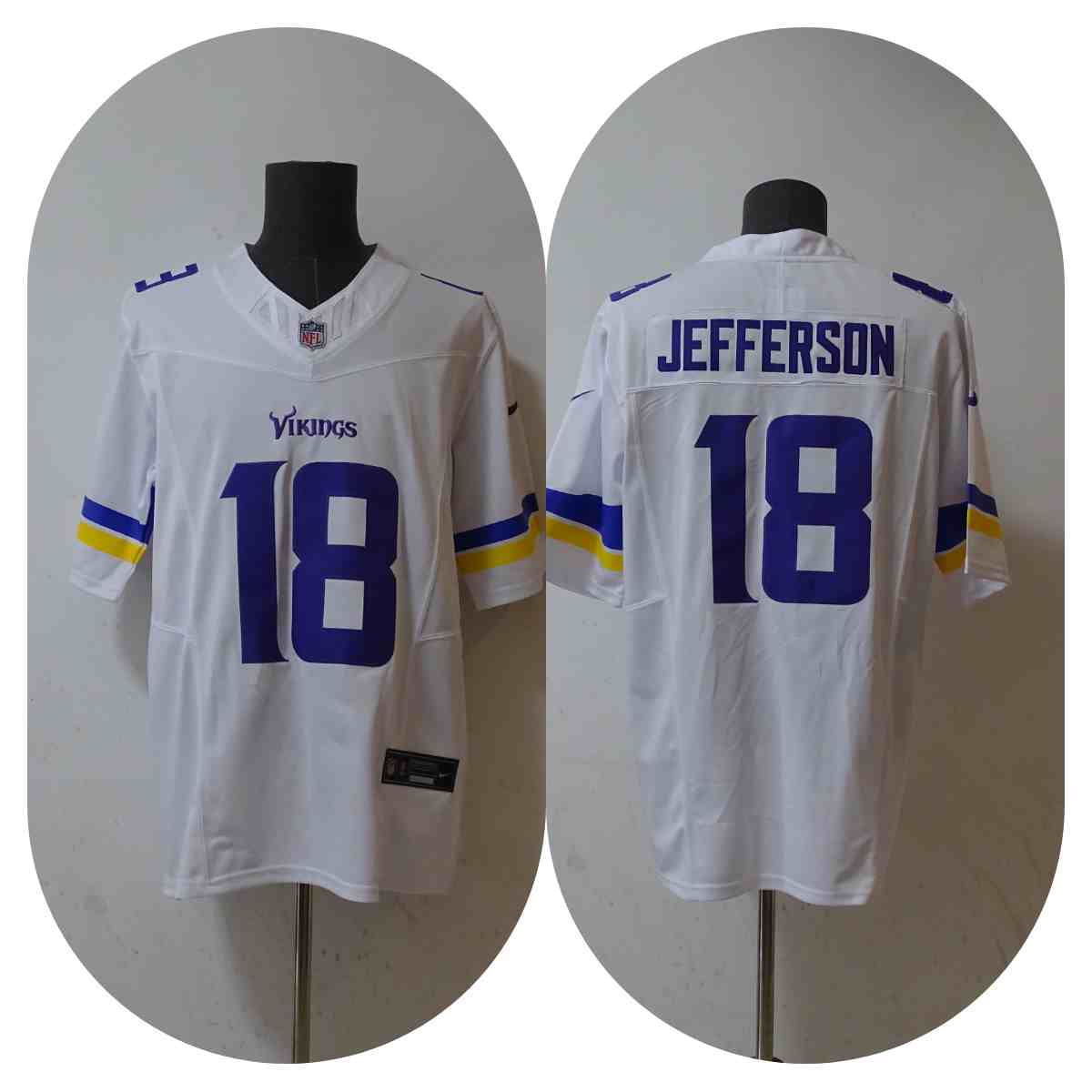Men's Minnesota Vikings #18 Justin Jefferson White 2023 FUSE Vapor Limited Throwback Stitched Jersey