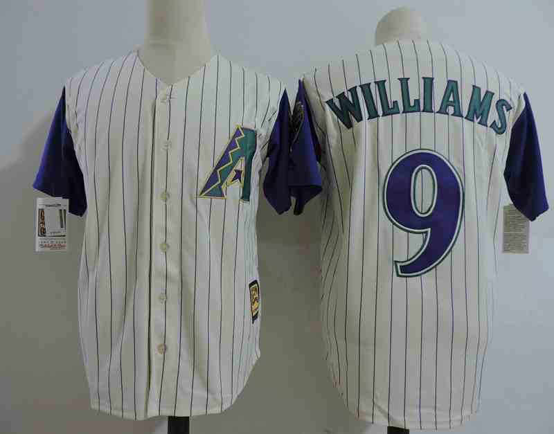 Men's Arizona Diamondbacks #9 Cream Strip Throwback Stitched MLB Jersey (2)