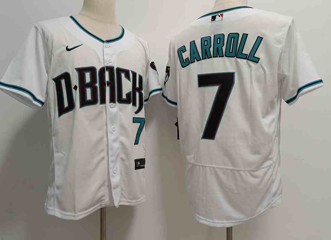 Men's Arizona Diamondbacks #7 Corbin Carroll White Cool Base Stitched Baseball Jersey