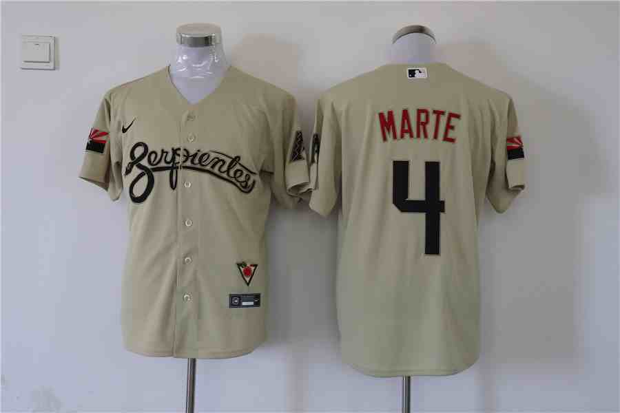 Men's Arizona Diamondbacks 4 Ketel Marte Gold Nike Sand City Connect Replica Player Jersey