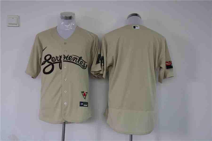 Men's Arizona Diamondbacks Blank Serpientes Gold  City Connect Flex Base Stitched MLB Jersey