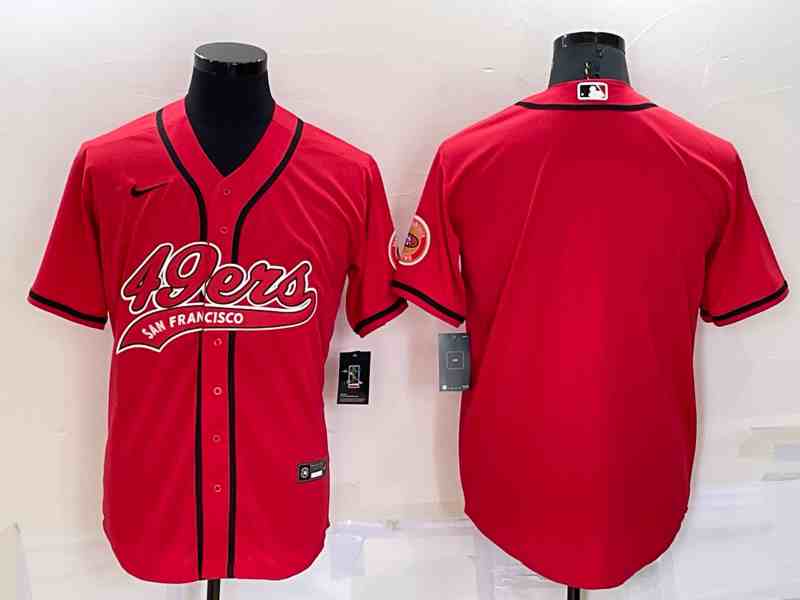 Men's San Francisco 49ers Blank Red Baseball Cool Base Team Jersey