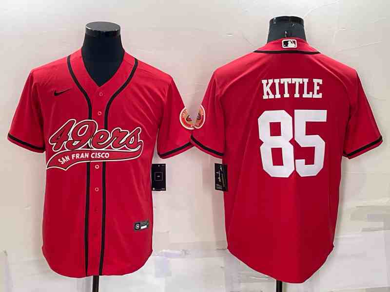 Men's San Francisco 49ers #85 George Kittle Red Baseball Cool Base Jersey