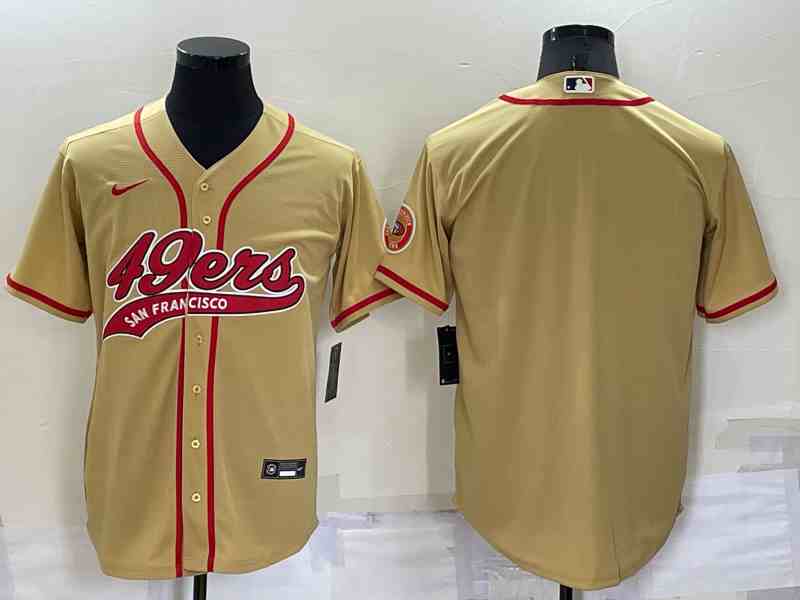 Men's San Francisco 49ers Blank Gold Baseball Cool Base Team Jersey
