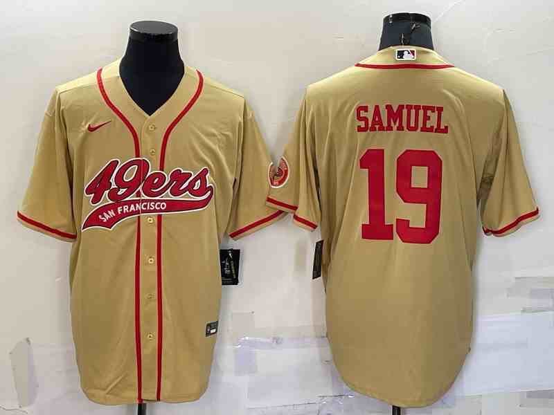 Men's San Francisco 49ers #19 Deebo Samuel Gold Baseball Cool Base Jersey