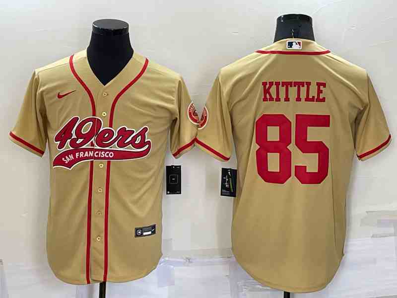 Men's San Francisco 49ers #85 George Kittle Gold Baseball Cool Base Jersey