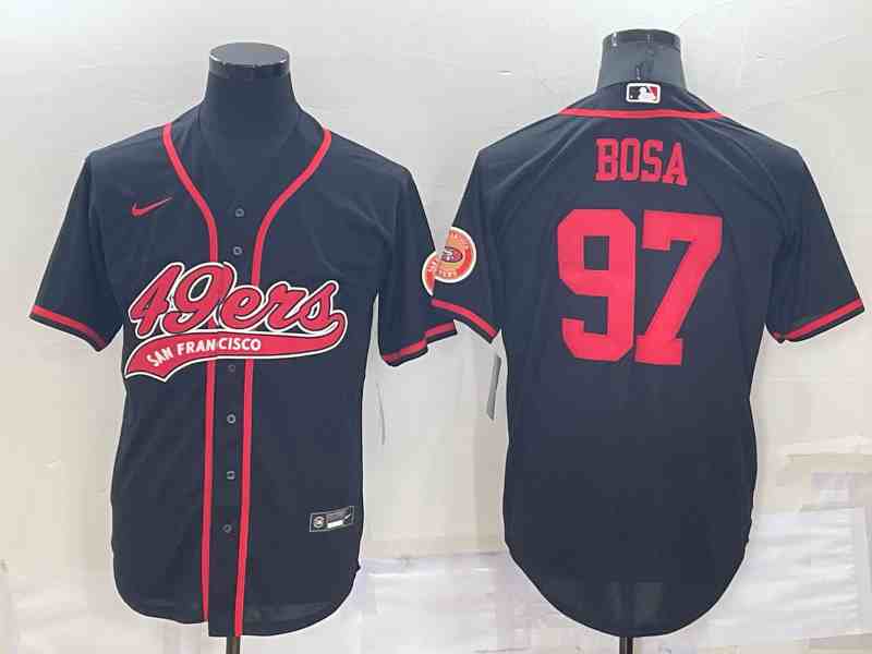 Men's San Francisco 49ers #97 Nick Bosa Black Baseball Cool Base Jersey