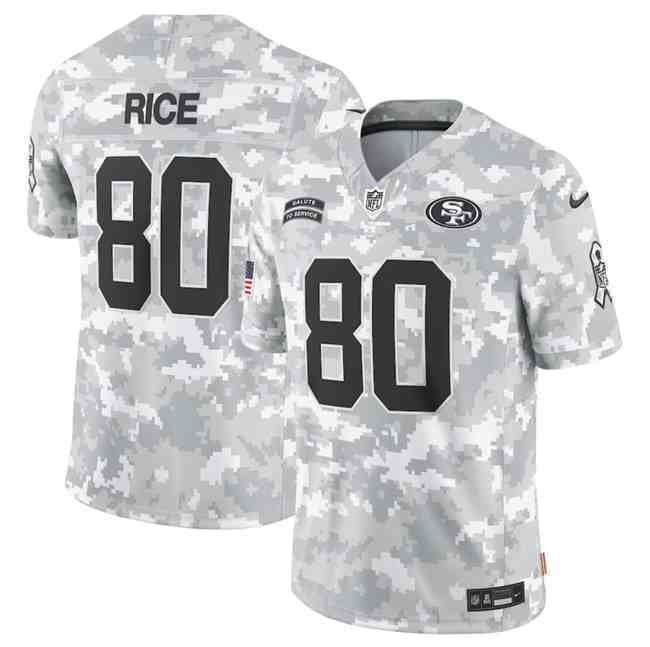Men's San Francisco 49ers #80 Jerry Rice 2024 Arctic Camo Salute To Service Limited Stitched Football Jersey