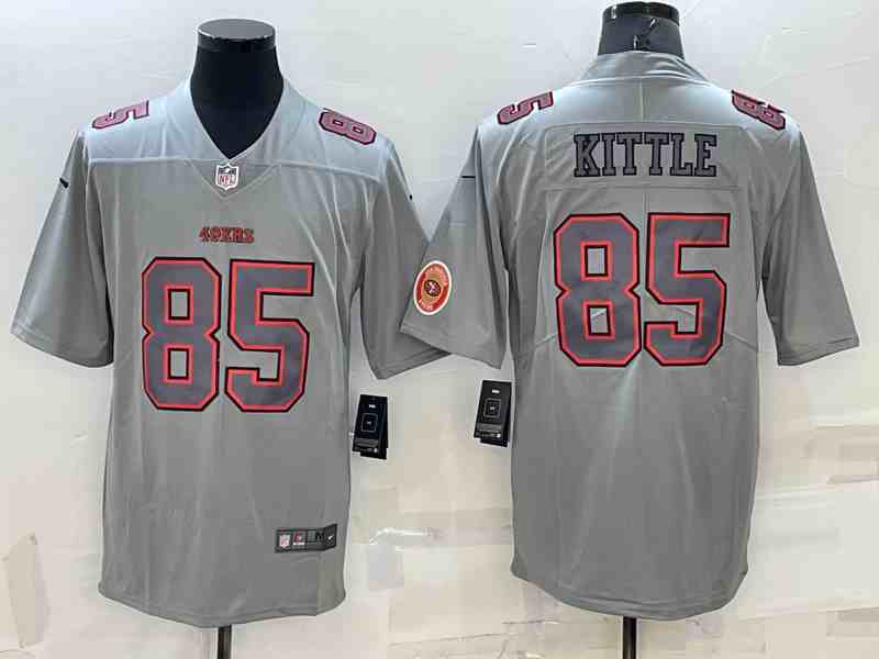 Men's San Francisco 49ers #85 George Kittle Grey Atmosphere Fashion Stitched Jersey