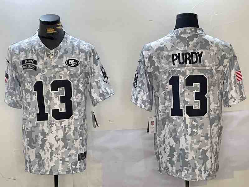 Men's San Francisco 49ers #13 Brock Purdy 2024 Arctic Camo Salute To Service Limited Stitched Football Jersey
