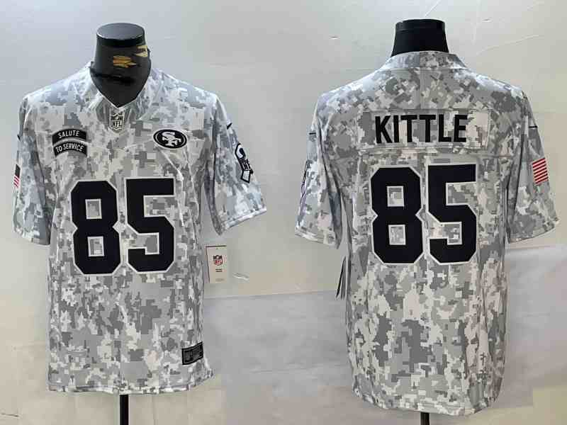 Men's San Francisco 49ers #85 George Kittle 2024 Arctic Camo Salute To Service Limited Stitched Football Jersey