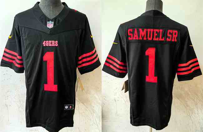 Men's San Francisco 49ers #1 Deebo Samuel SR Black 2024 F.U.S.E Vapor Untouchable Limited Stitched Football Jersey
