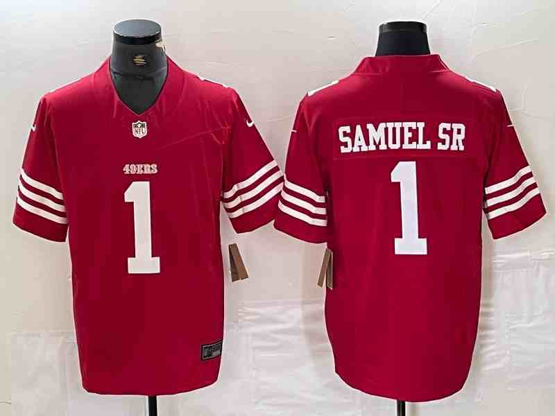 Men's San Francisco 49ers #1 Deebo Samuel Red 2024 F.U.S.E. Vapor Untouchable Limited Football Stitched Jersey (2)
