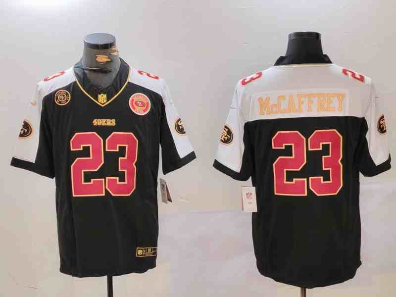 Men's San Francisco 49ers #23 Christian McCaffrey Balck F.U.S.E. Golden Gate Bridge Patch Alternate With Patch Vapor Limited Stitched Football Jersey
