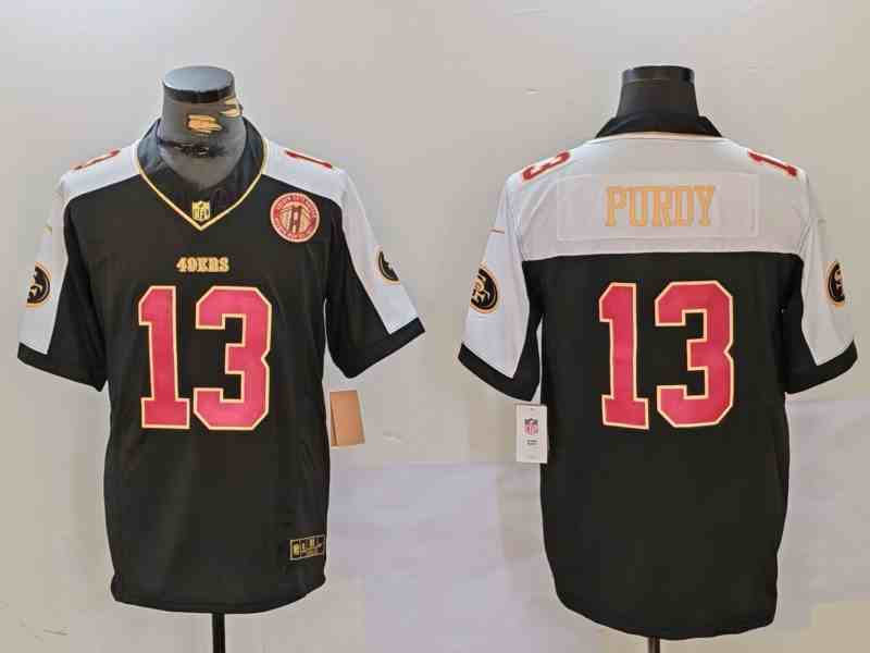Men's San Francisco 49ers #13  Brock Purdy Balck F.U.S.E. Golden Gate Bridge Patch Alternate With Patch Vapor Limited Stitched Football Jersey