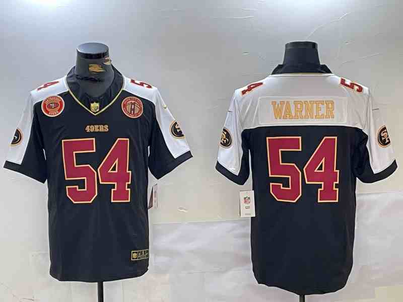 Men's San Francisco 49ers #54 Fred Warner  Balck White Gold  F.U.S.E. Golden Gate Bridge Patch Alternate With Patch Vapor Limited Stitched Football Jersey