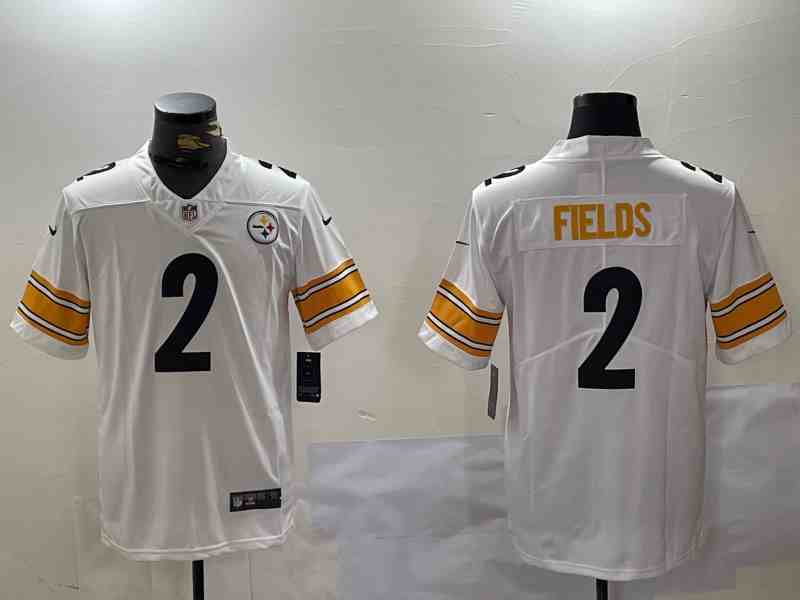 Men's Pittsburgh Steelers #2 Justin Fields White Vapor Untouchable Limited Stitched Jersey