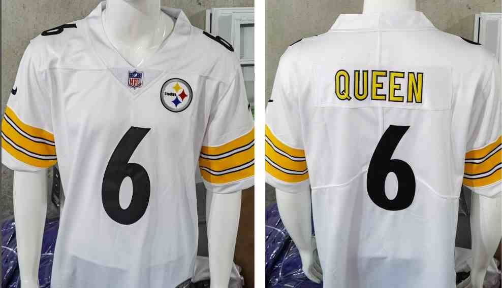 Men's Pittsburgh Steelers #6 Patrick Queen White Vapor Untouchable Limited Stitched Jersey
