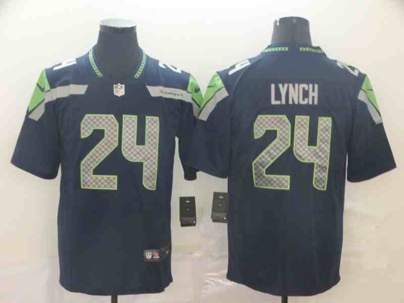 Men's Seattle Seahawks #24  Marshawn Lynch Navy Vapor Limited Stitched Football Jersey