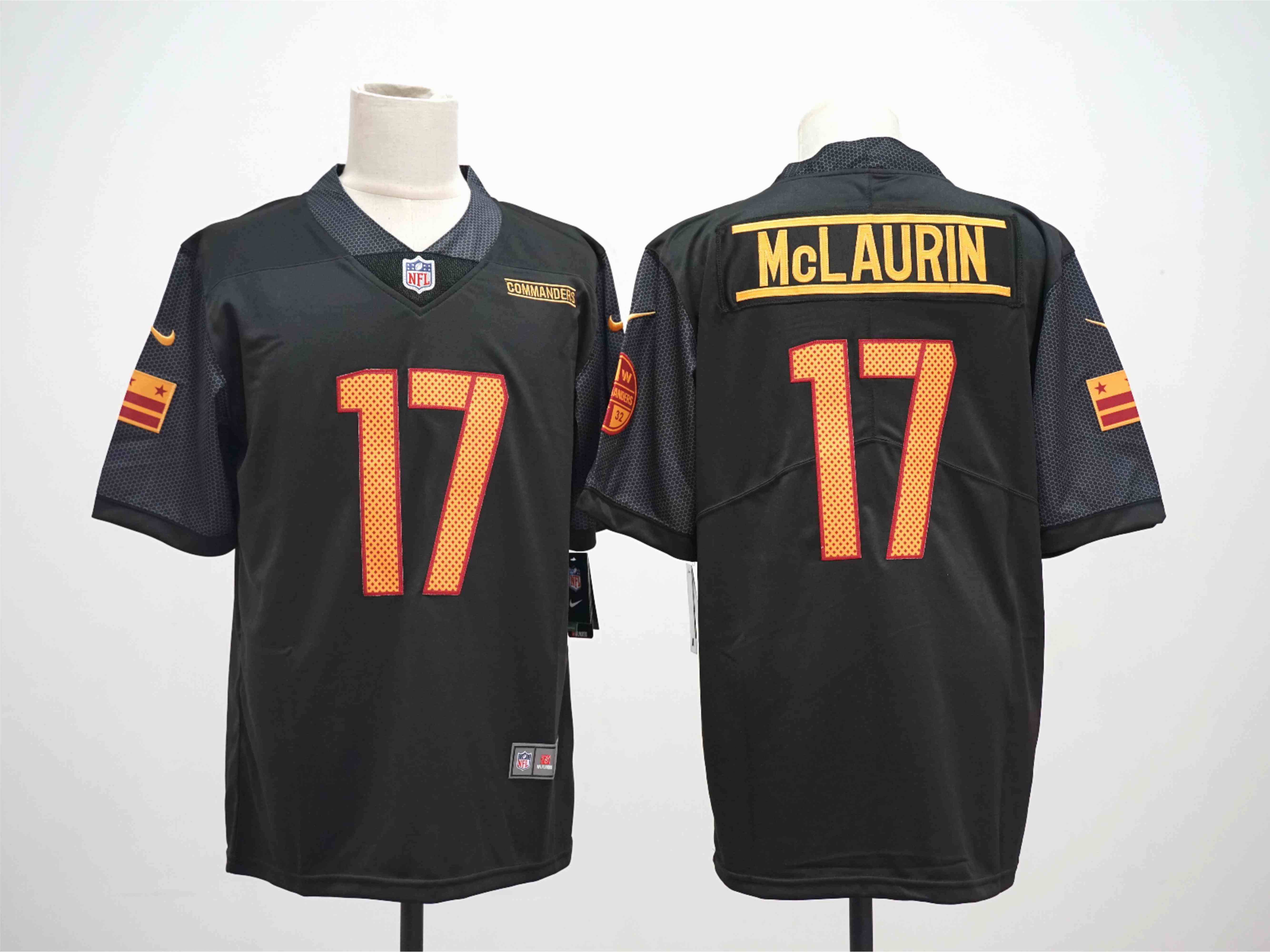 Men's Washington Commanders #17 Terry McLaurin Black Draft Vapor Limited Stitched Football Jersey