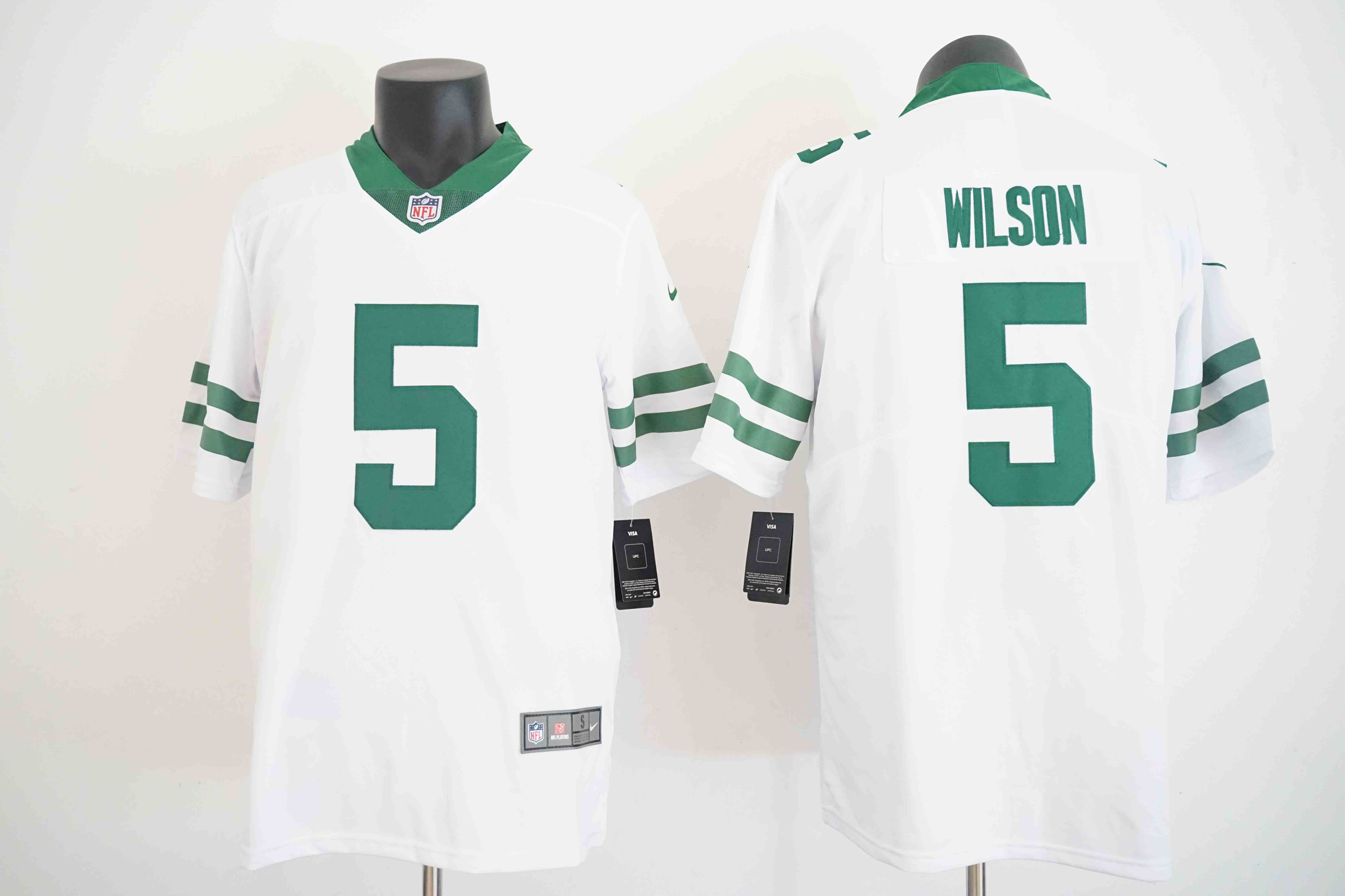 Men's New York Jets #5 Garrett Wilson  White Vapor Limited Football Stitched Jersey