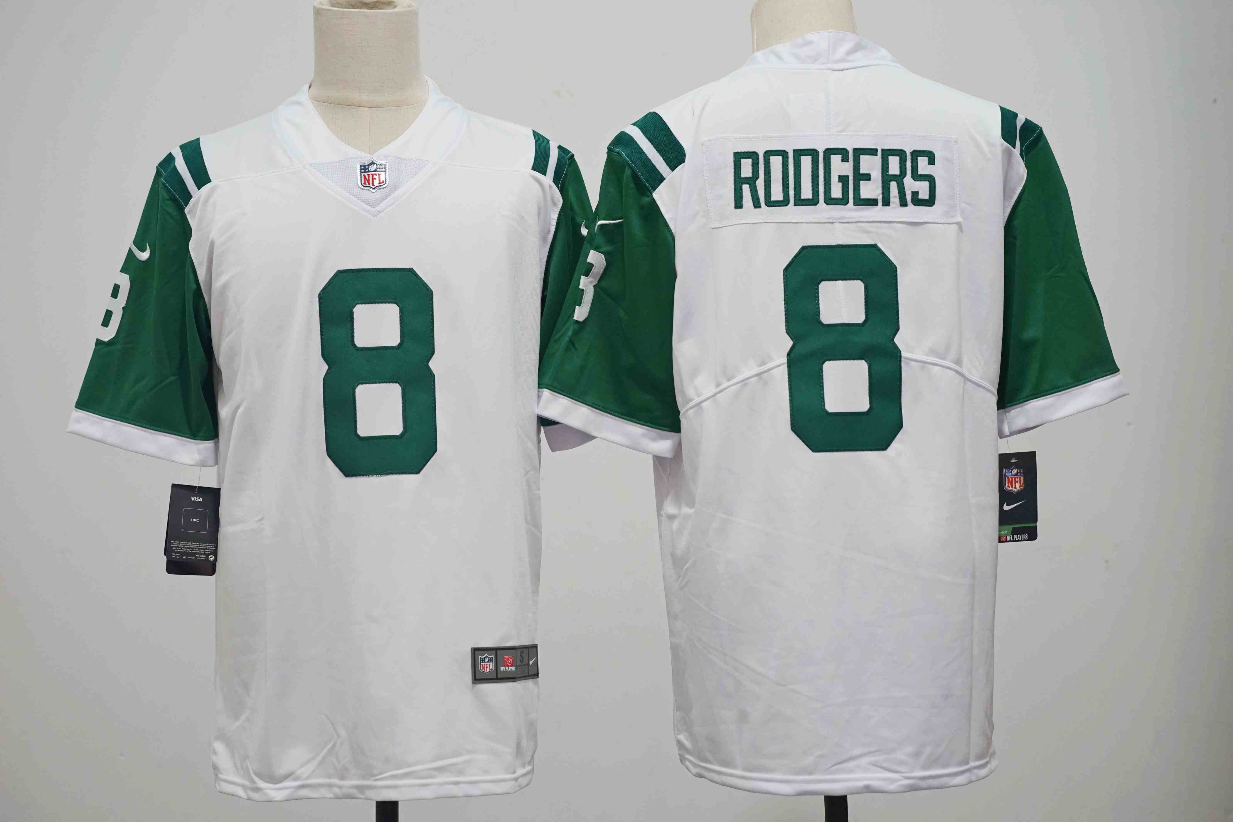Men's New York Jets #8 Aaron Rodgers NEW White Vapor Limited Football Stitched Jersey