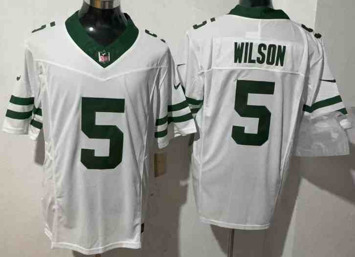 Men's New York Jets 5# Garrett Wilson WhiteVapor F.U.S.E. Limited Jersey