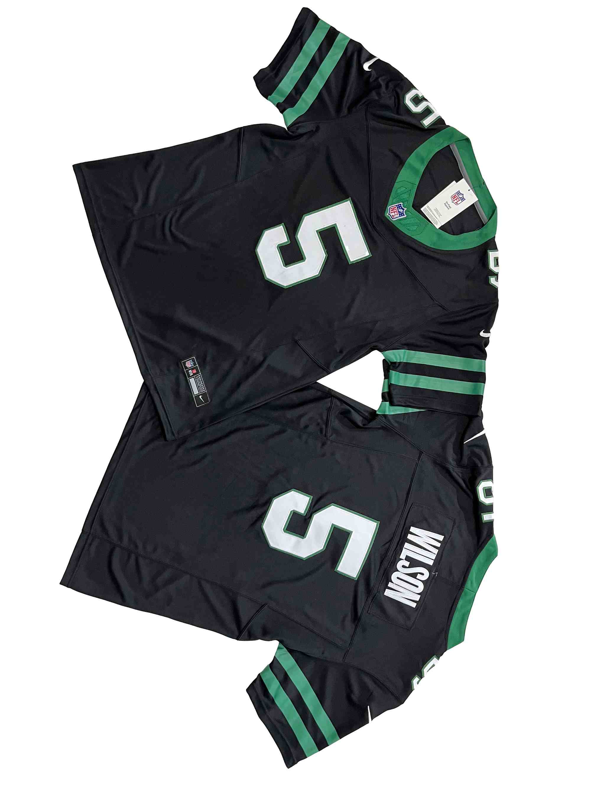 Men's New York Jets 5# Garrett Wilson Legacy Black Vapor F.U.S.E. Limited Jersey