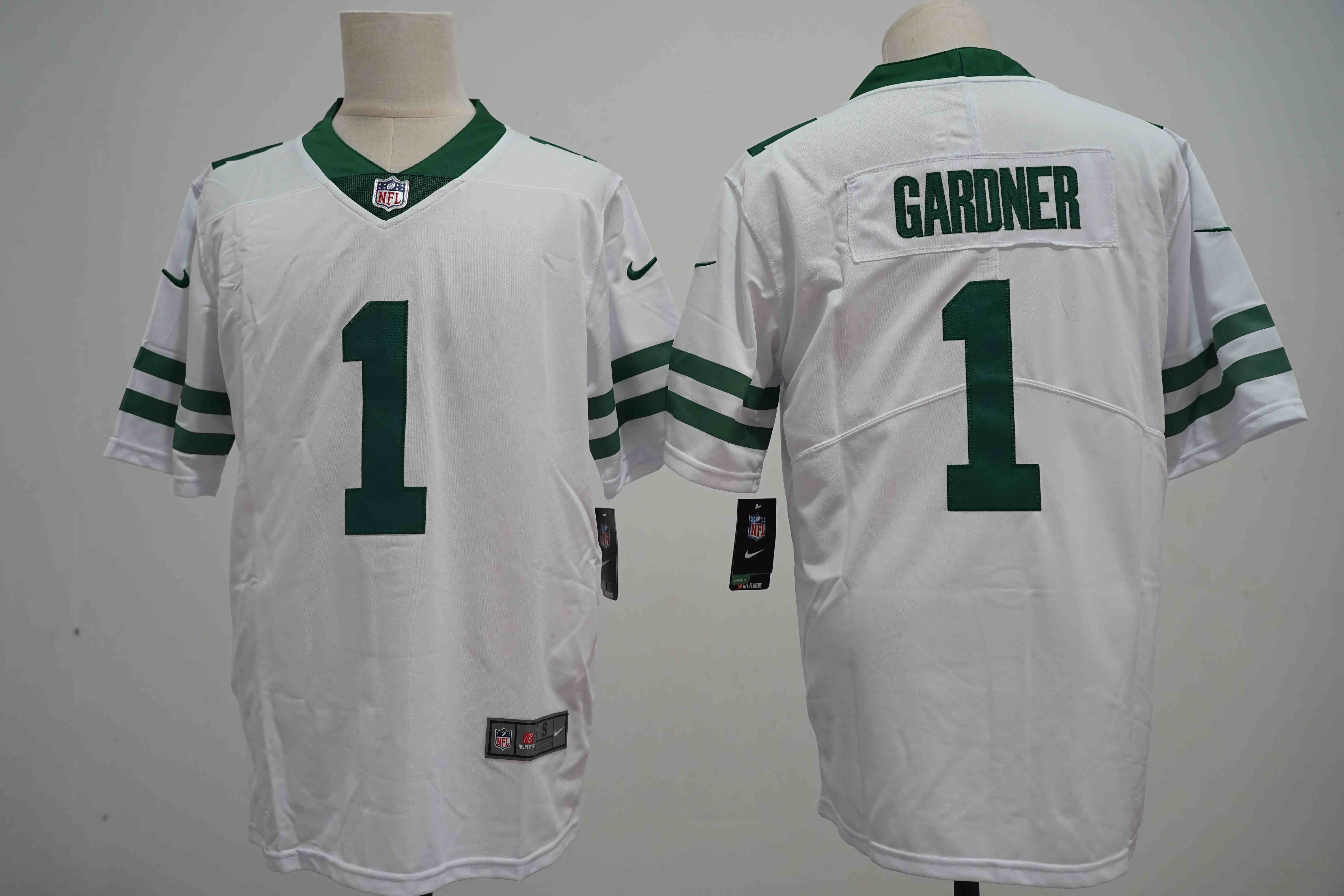 Men's New York Jets #1  Ahmad Sauce Gardner White Vapor Limited Football Stitched Jersey