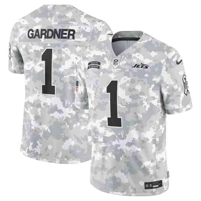 Men's New York Jets #1 Sauce Gardner 2024 F.U.S.E Arctic Camo Salute To Service Limited Stitched Football Jersey