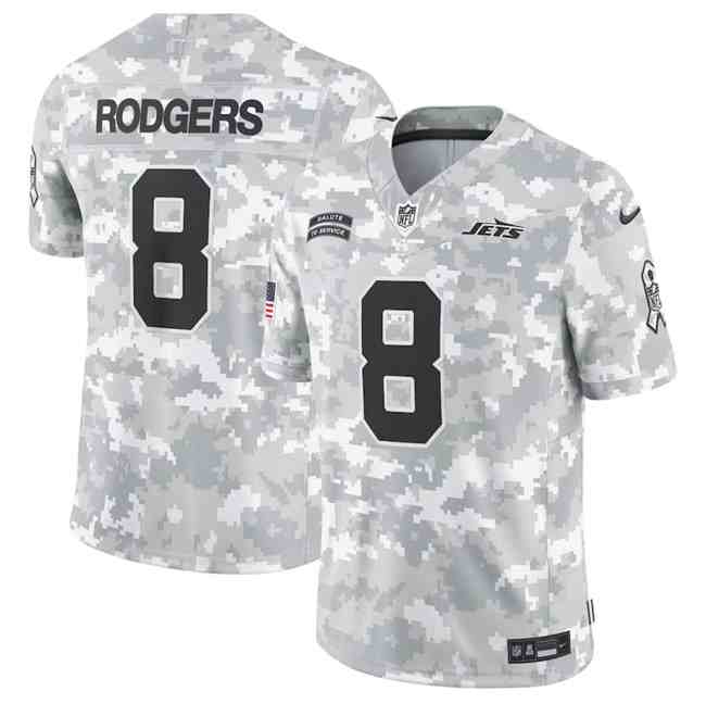 Men's New York Jets #8 Aaron Rodgers 2024 F.U.S.E Arctic Camo Salute To Service Limited Stitched Football Jersey