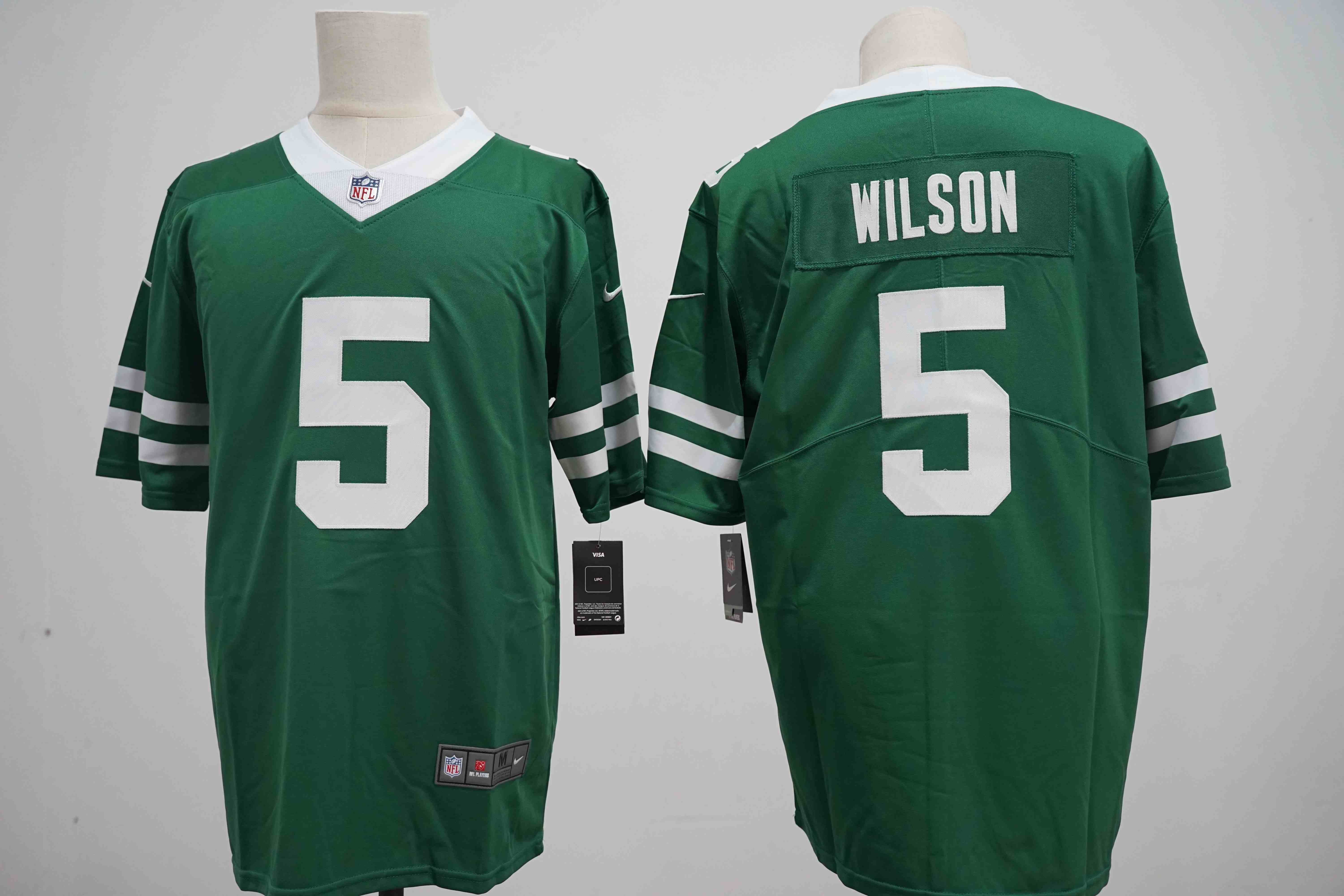 Men's New York Jets #5 Jets 5# Garrett Wilson Green  Vapor Limited Football Stitched Jersey