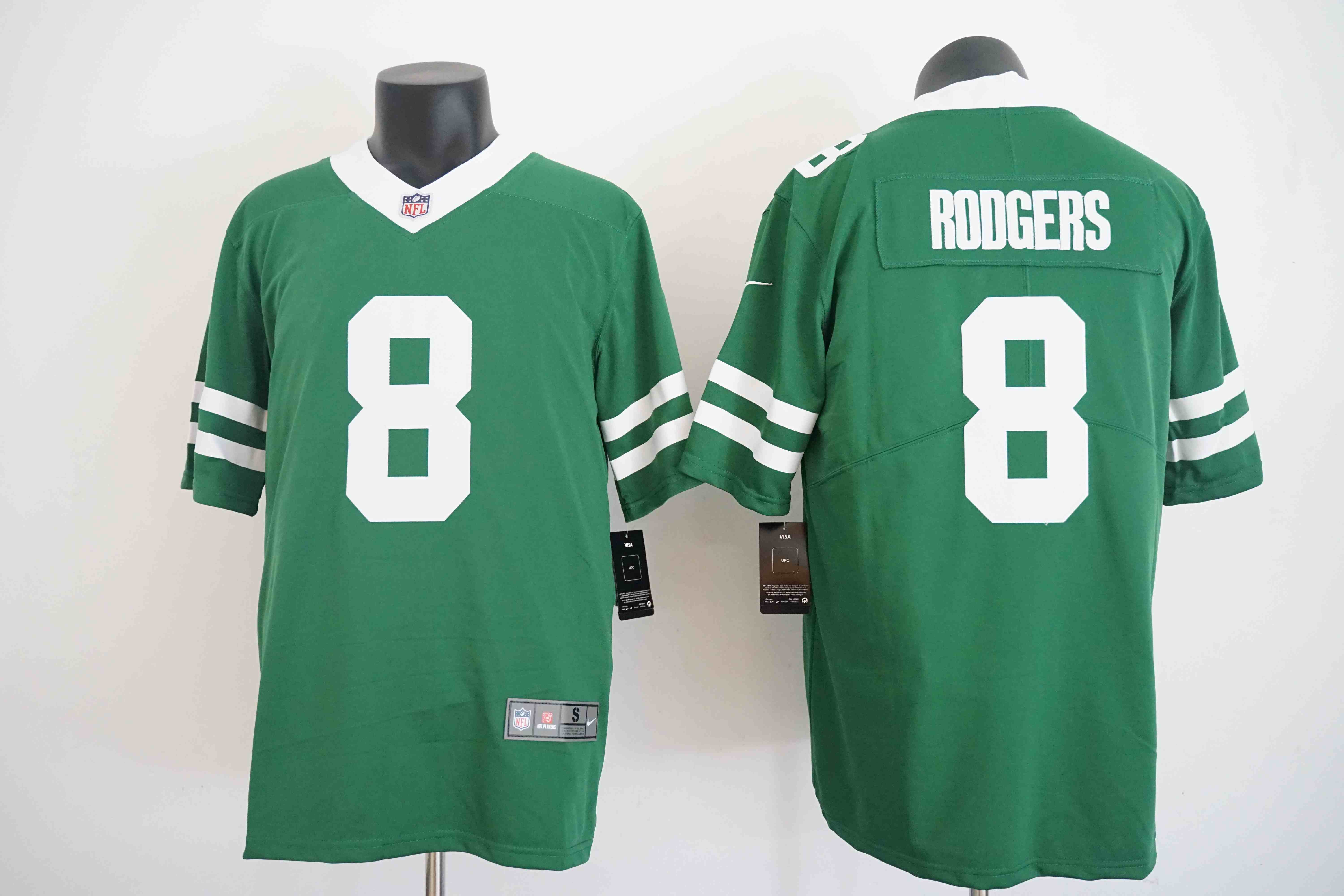 Men's New York Jets #8 Aaron Rodgers Green  Vapor Limited Football Stitched Jersey