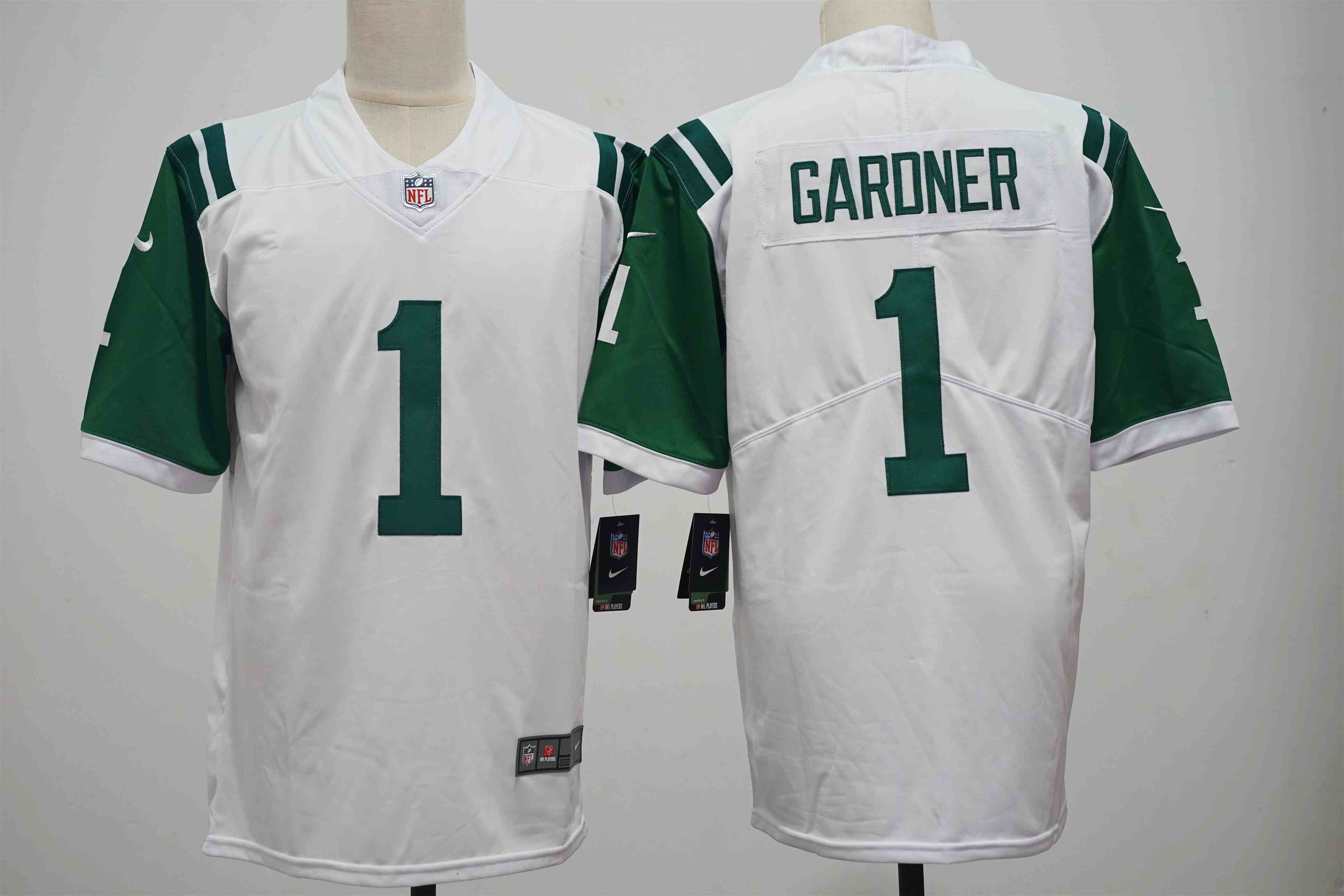 Men's New York Jets #1  Ahmad Sauce Gardner NEW White Vapor Limited Football Stitched Jersey
