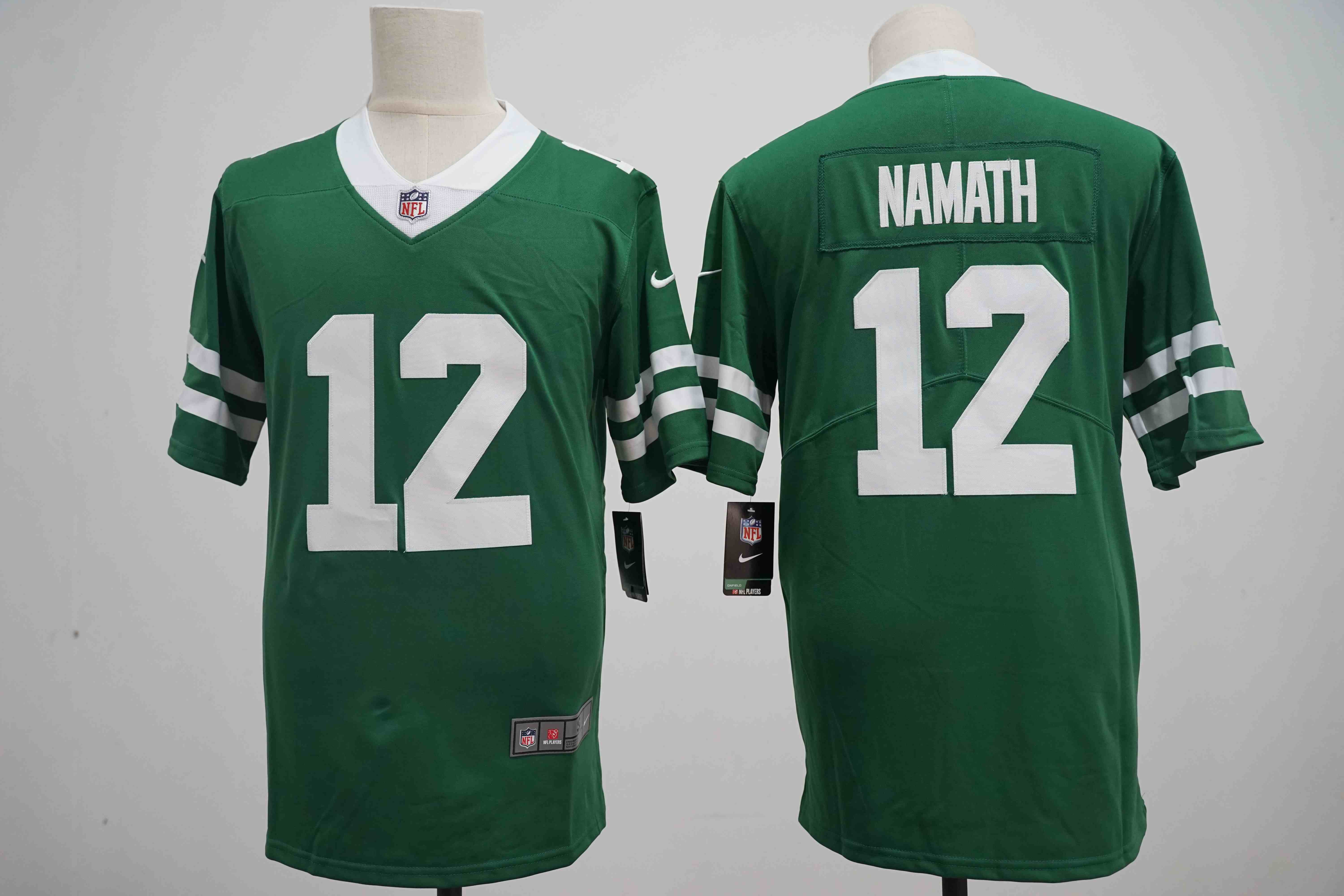 Men's New York Jets #12 Joe Namath Green  Vapor Limited Football Stitched Jersey