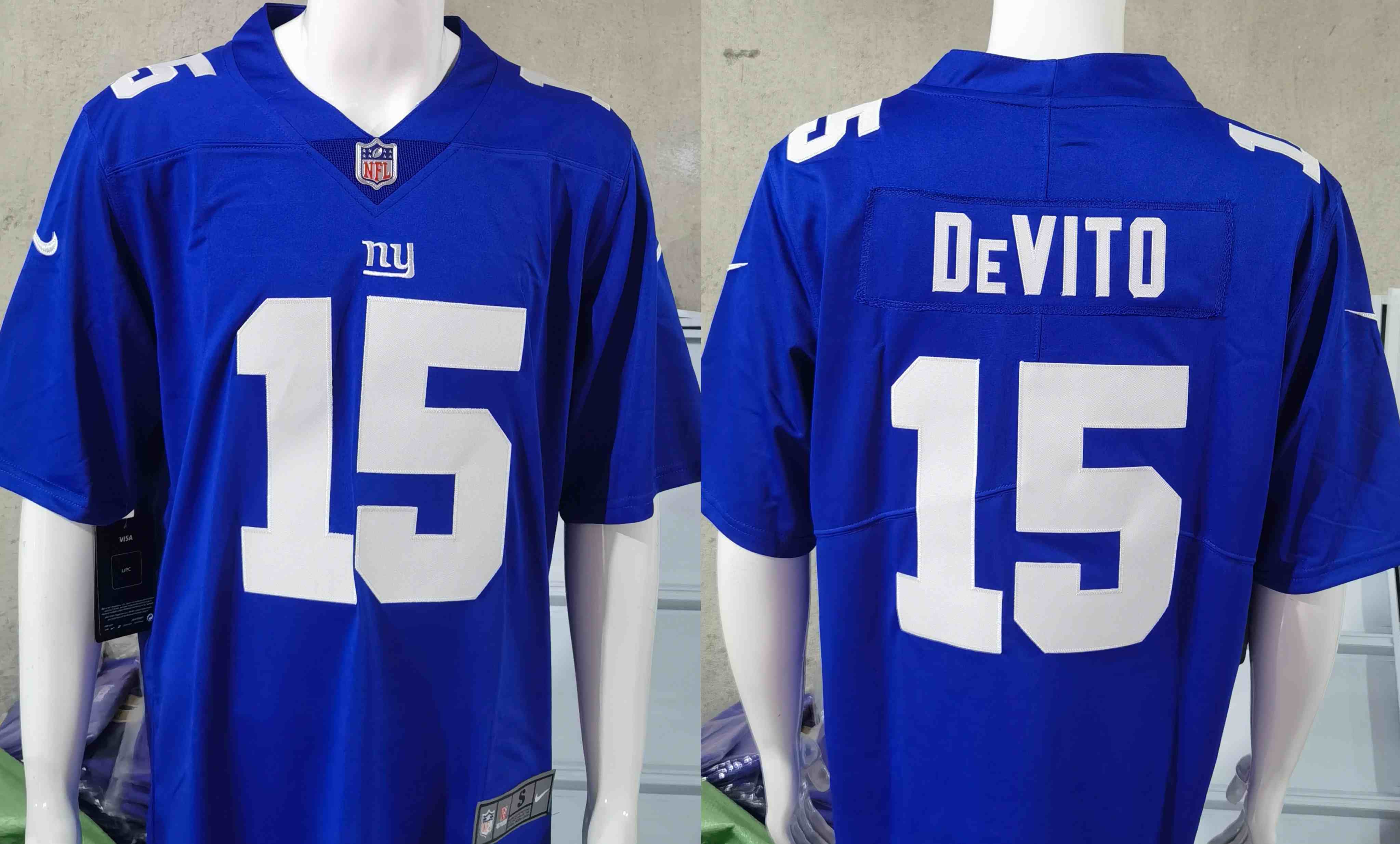 Men's New York Giants #15 Tommy DeVito Blue Vapor Untouchable Limited Stitched Jersey