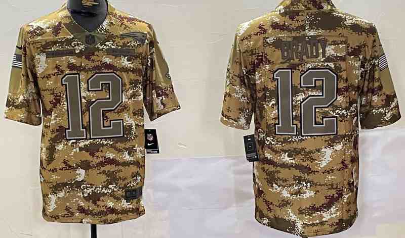 Men's New England Patriots #12  Tom Brady  Camo Salute To Service Limited Football Stitched Jersey