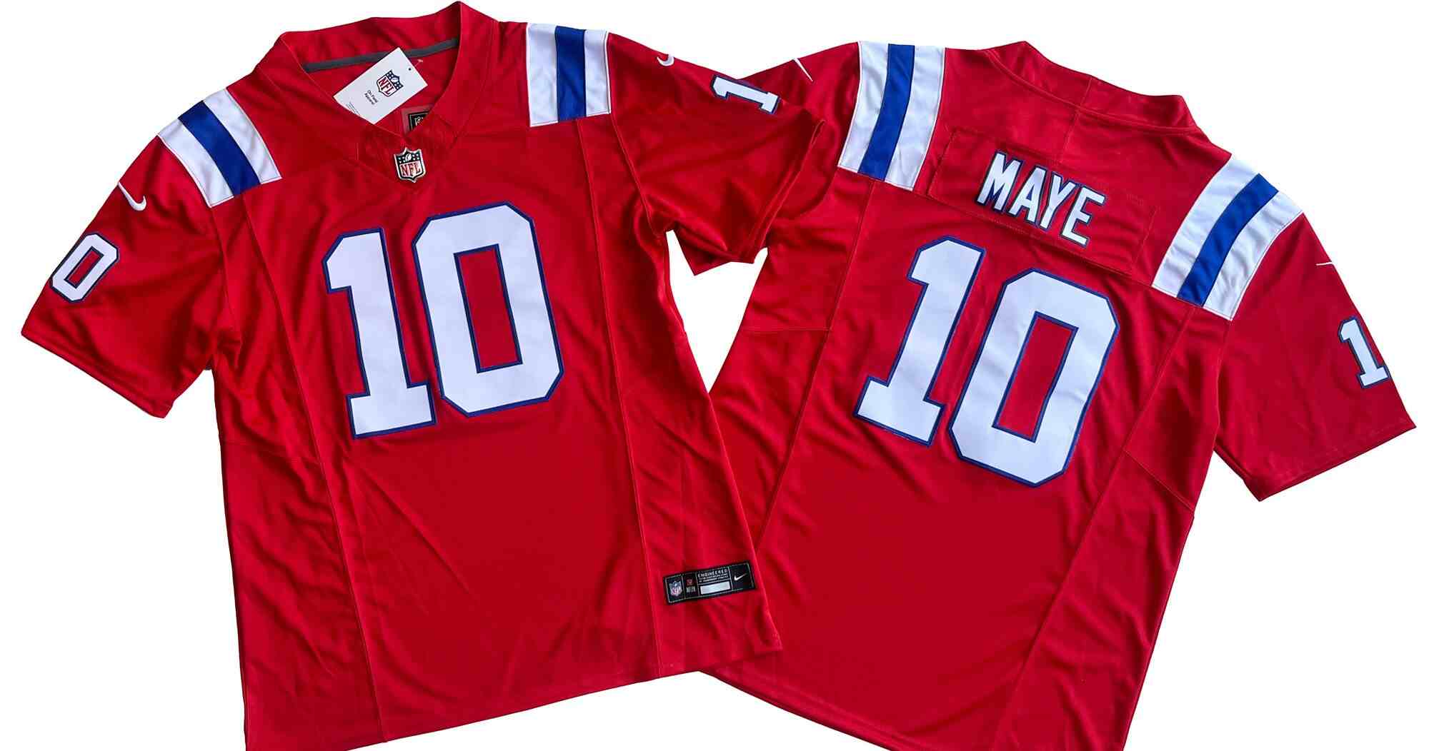 Men's New England Patriots #10  Drake Maye Red  F.U.S.E. Vapor Limited Stitched Football Jersey