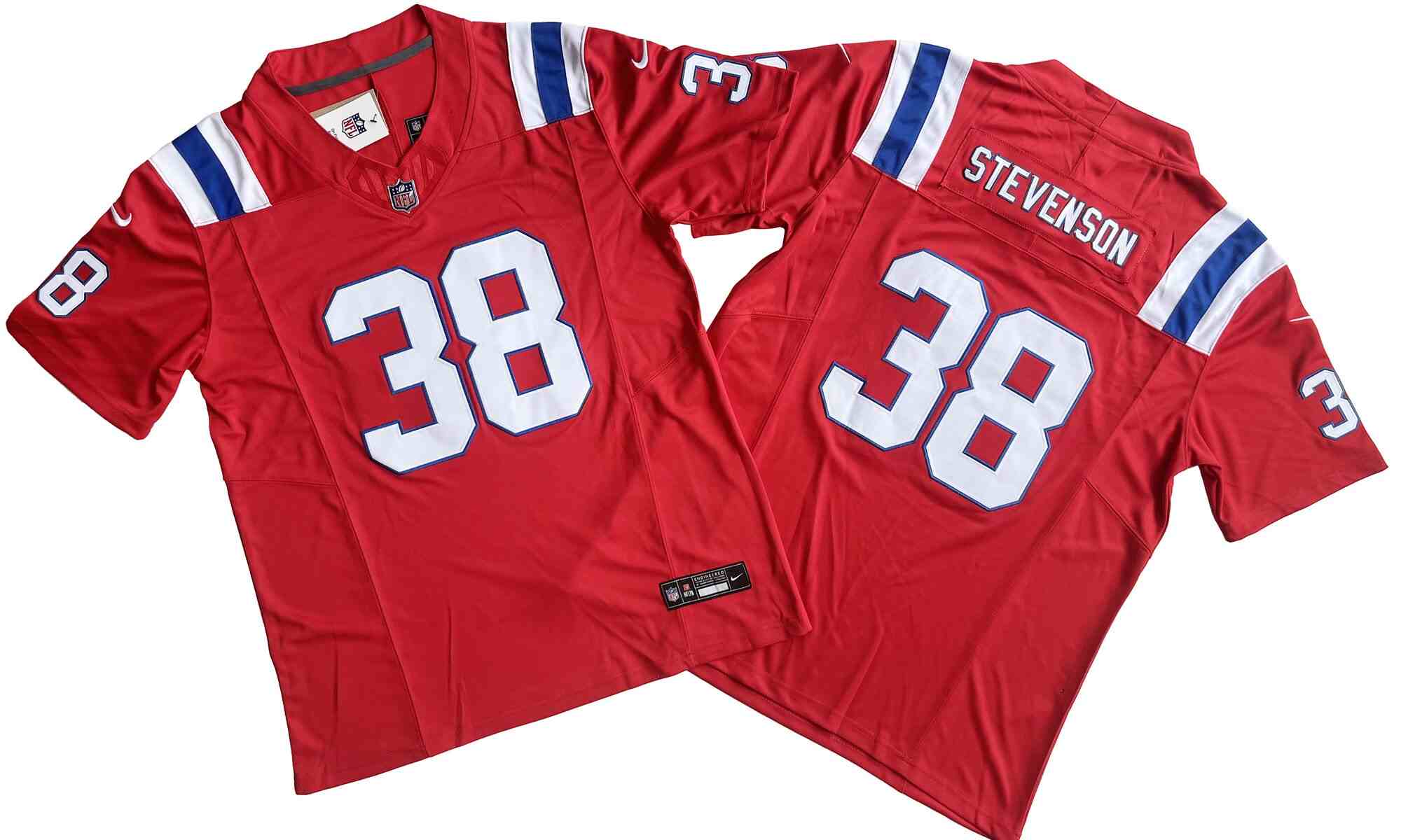 Men's New England Patriots 38# Rhamondre Stevenson   Red  F.U.S.E. Vapor Limited Stitched Football Jersey