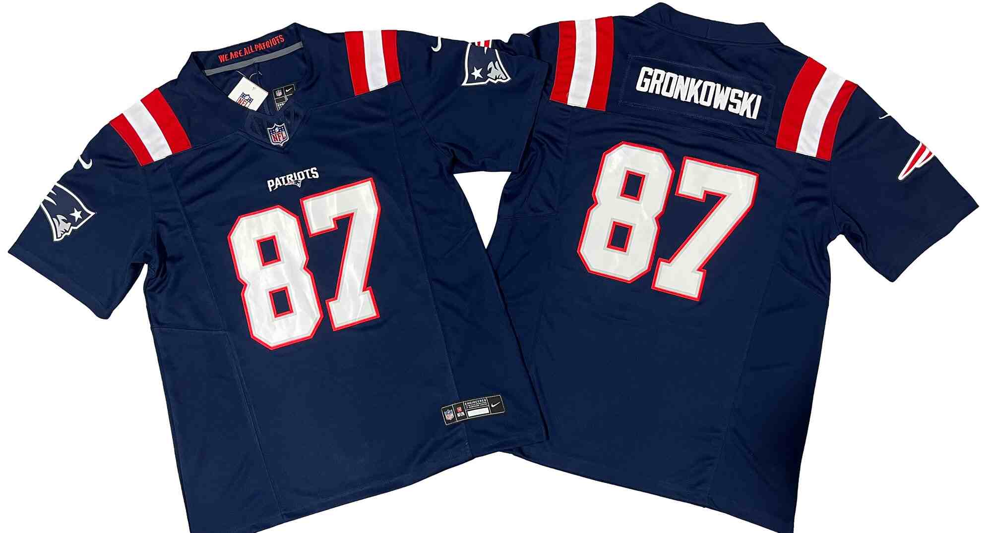 Men's New England Patriots 87# T.J. Hockenson Navy  F.U.S.E. Vapor Limited Stitched Football Jersey