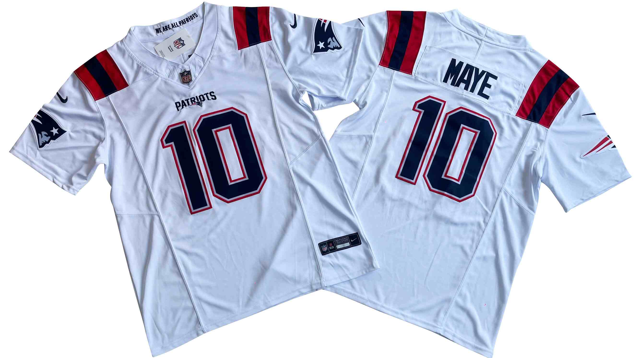 Men's New England Patriots #10  Drake Maye White  F.U.S.E. Vapor Limited Stitched Football Jersey